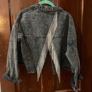 Rhinestone Bling Jean Jacket Small
